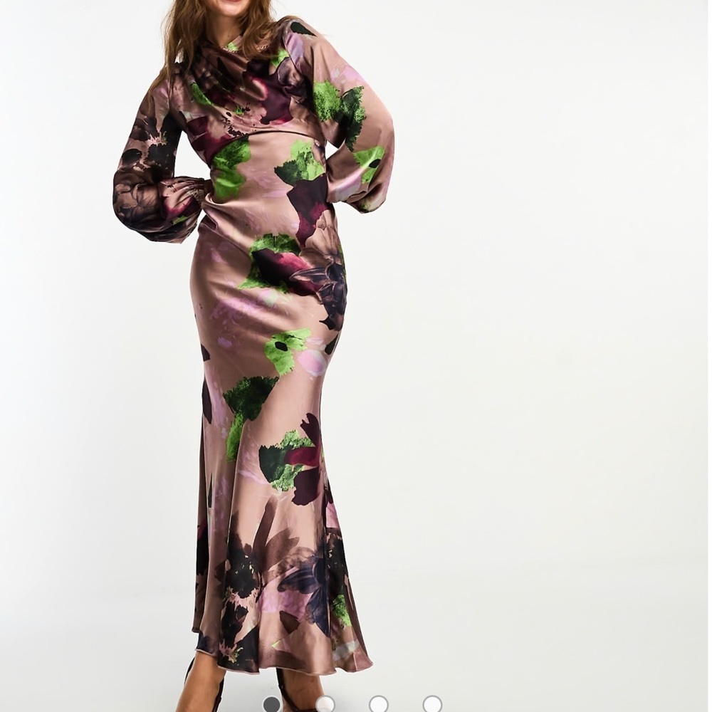ASOS Multicolor Floral Long Sleeve Dress